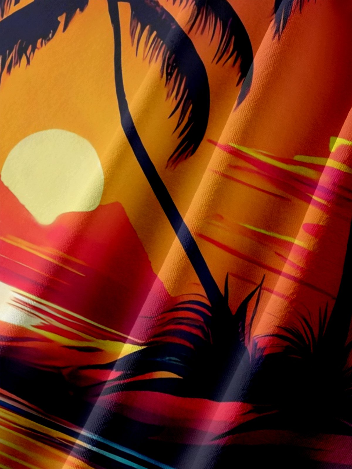 Big Size Moisture-wicking Coconut Palm Tree Beach Chest Pocket Hawaiian Shirt