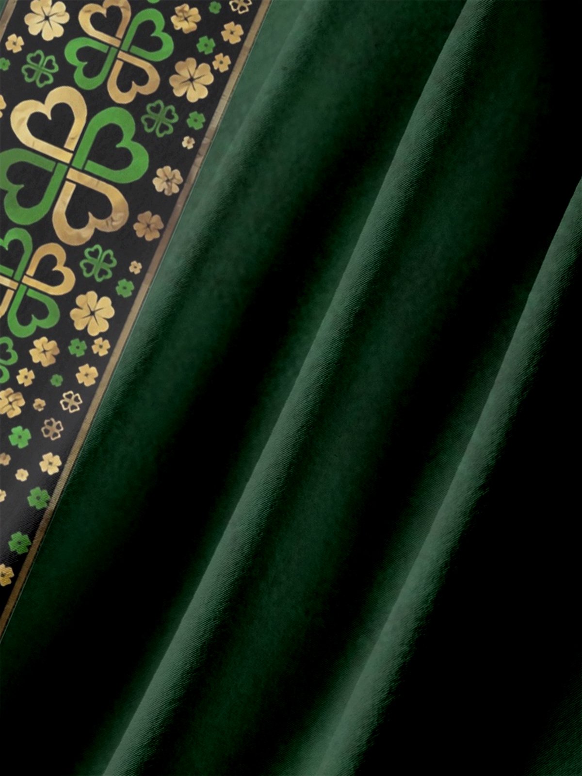 Big Size Moisture-wicking St. Patrick's Day Four Leaf Clover Stripe Chest Pocket Bowling Shirt