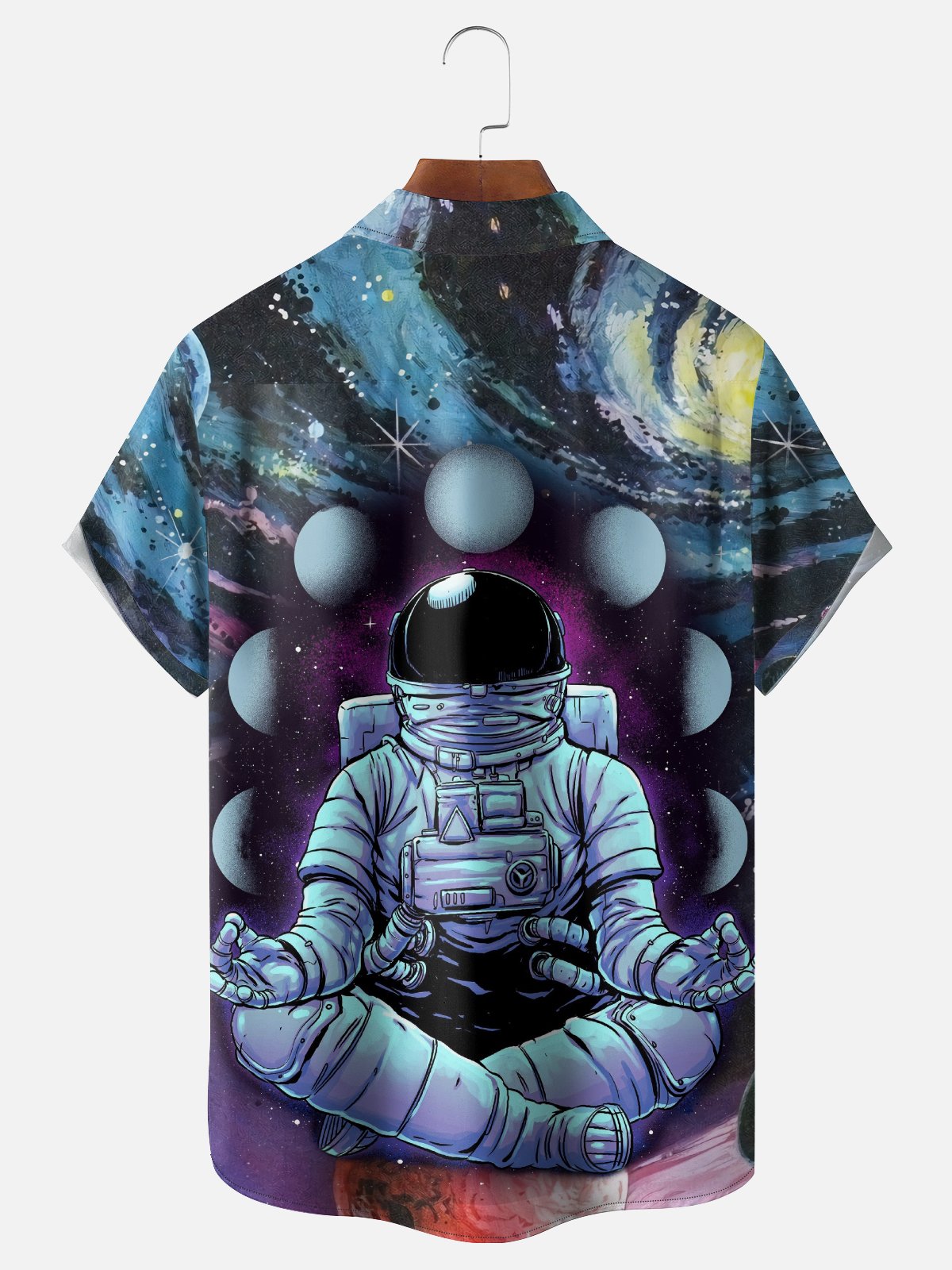 Hardaddy x Digital Carbine Moisture-Wicking Abstract Gradient Color Universe Astronaut Chest Pocket Hawaiian Shirt