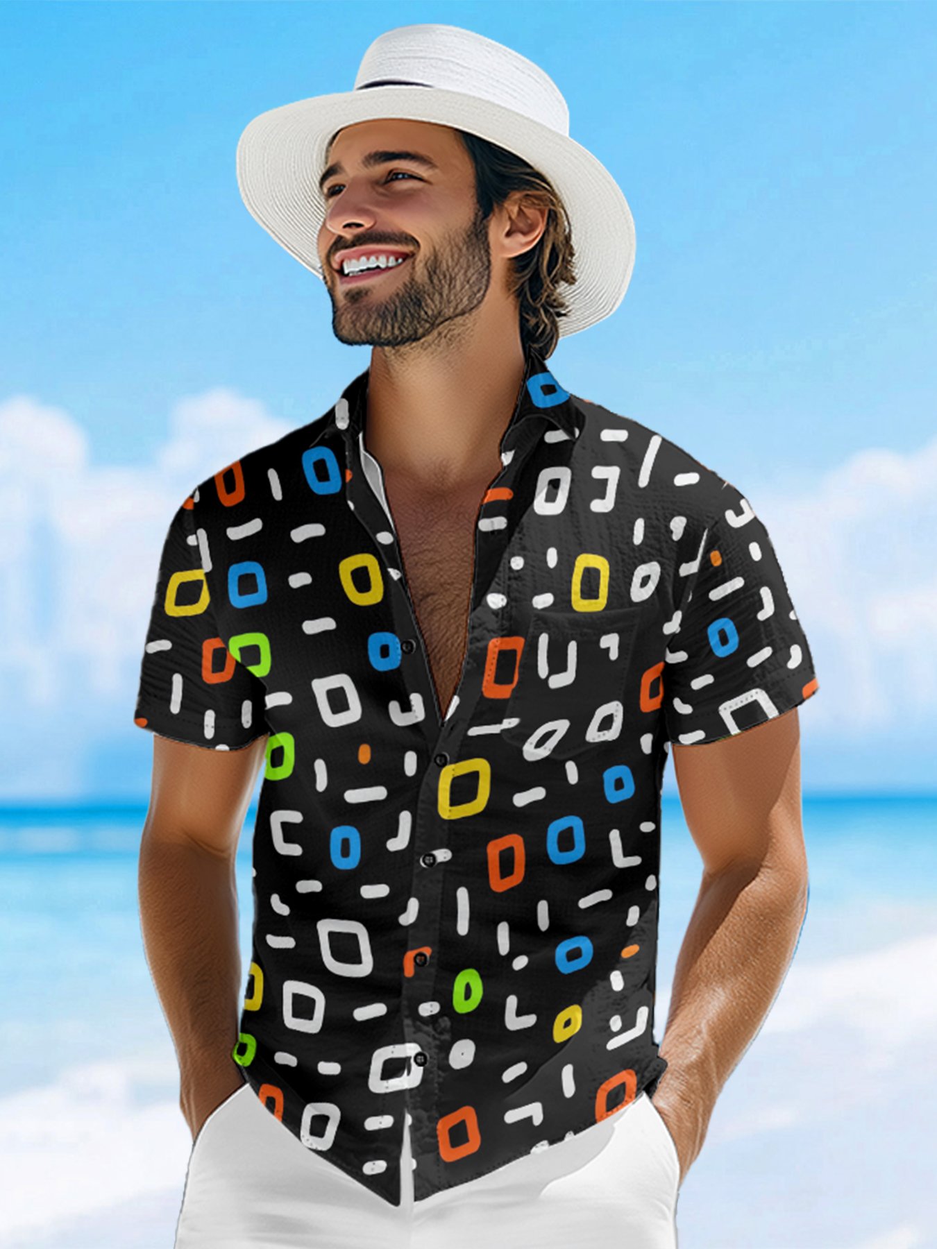Moisture-wicking Floral Chest Pocket Hawaiian Shirt