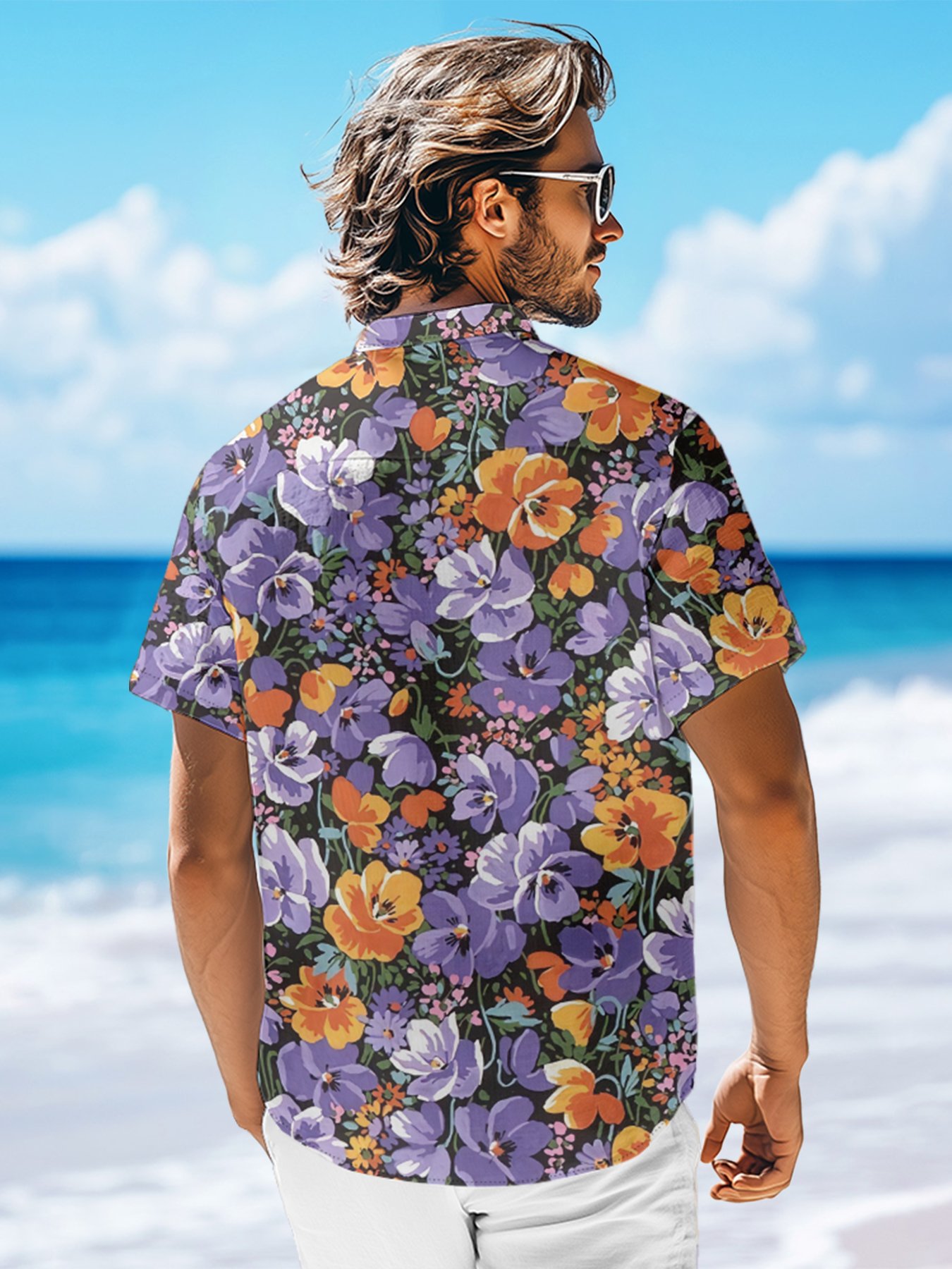 Moisture-wicking Floral Chest Pocket Hawaiian Shirt