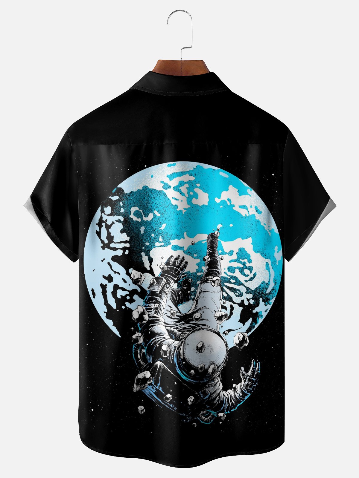 Hardaddy x Digital Carbine Moisture-Wicking Abstract Gradient Color Earth Astronaut Chest Pocket Hawaiian Shirt