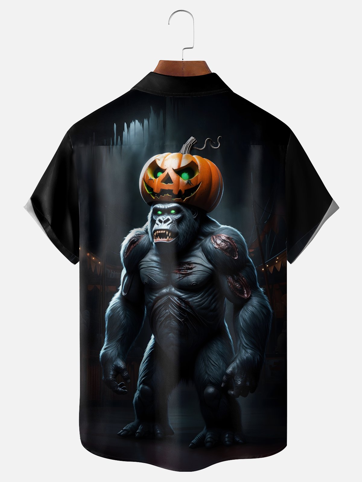 Moisture-wicking Halloween Bigfoot Chest Pocket Casual Shirt