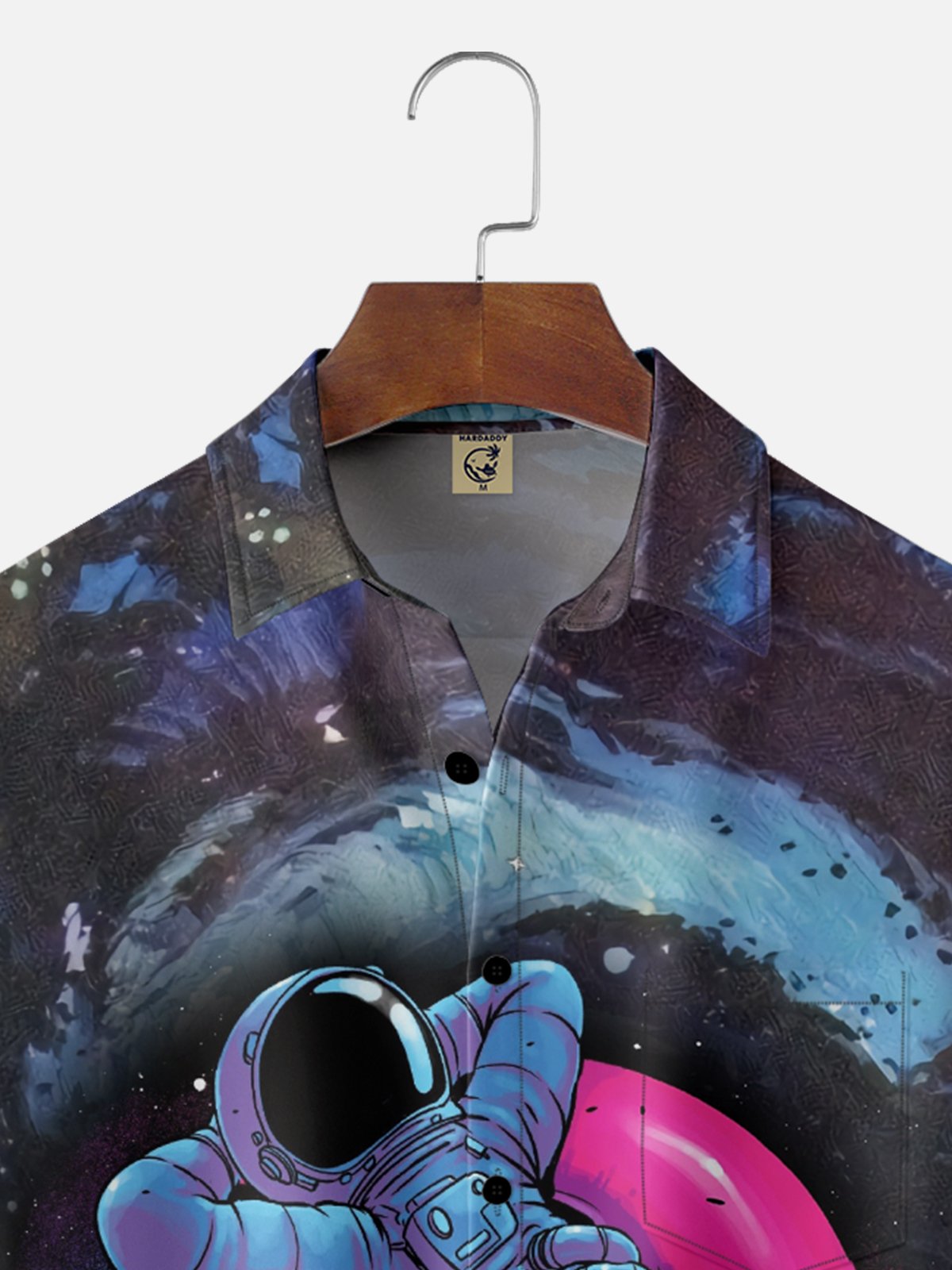 Hardaddy x Digital Carbine Moisture-wicking Abstract Gradient Color Starry Sky Astronaut Swim Ring Chest Pocket Hawaiian Shirt