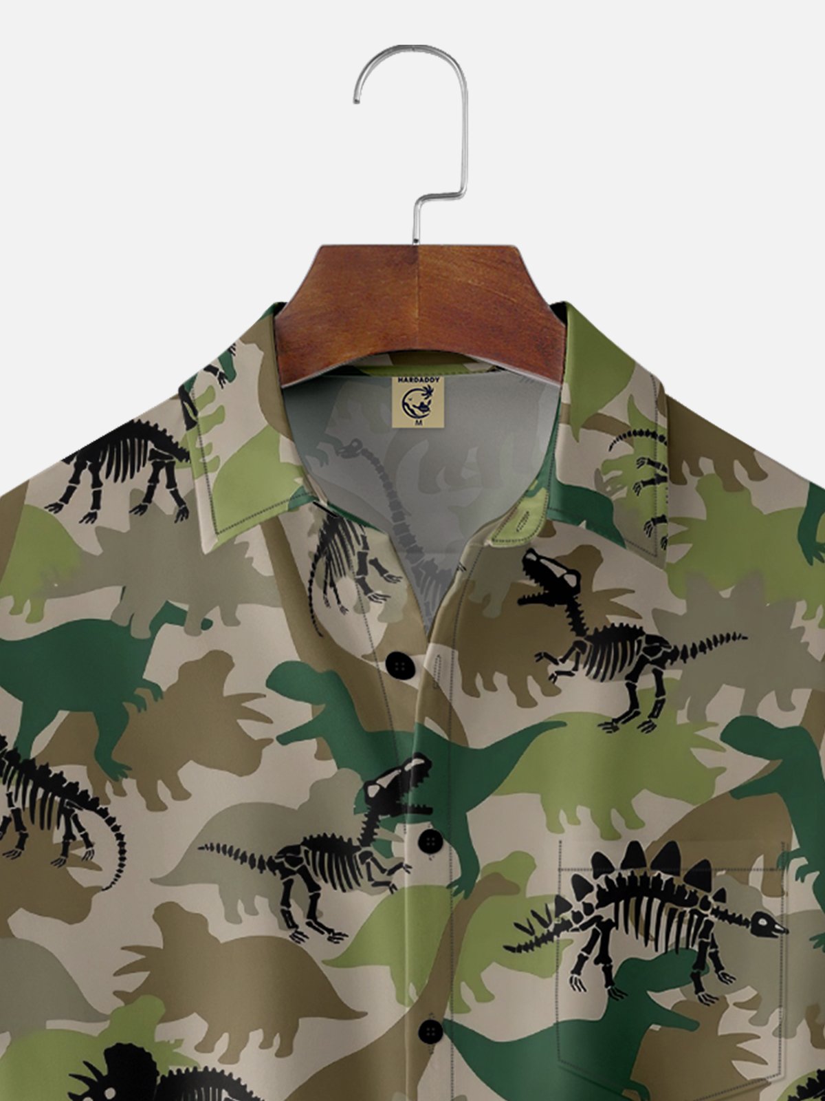 Moisture-Wicking Dinosaur Chest Pocket Hawaiian Shirt