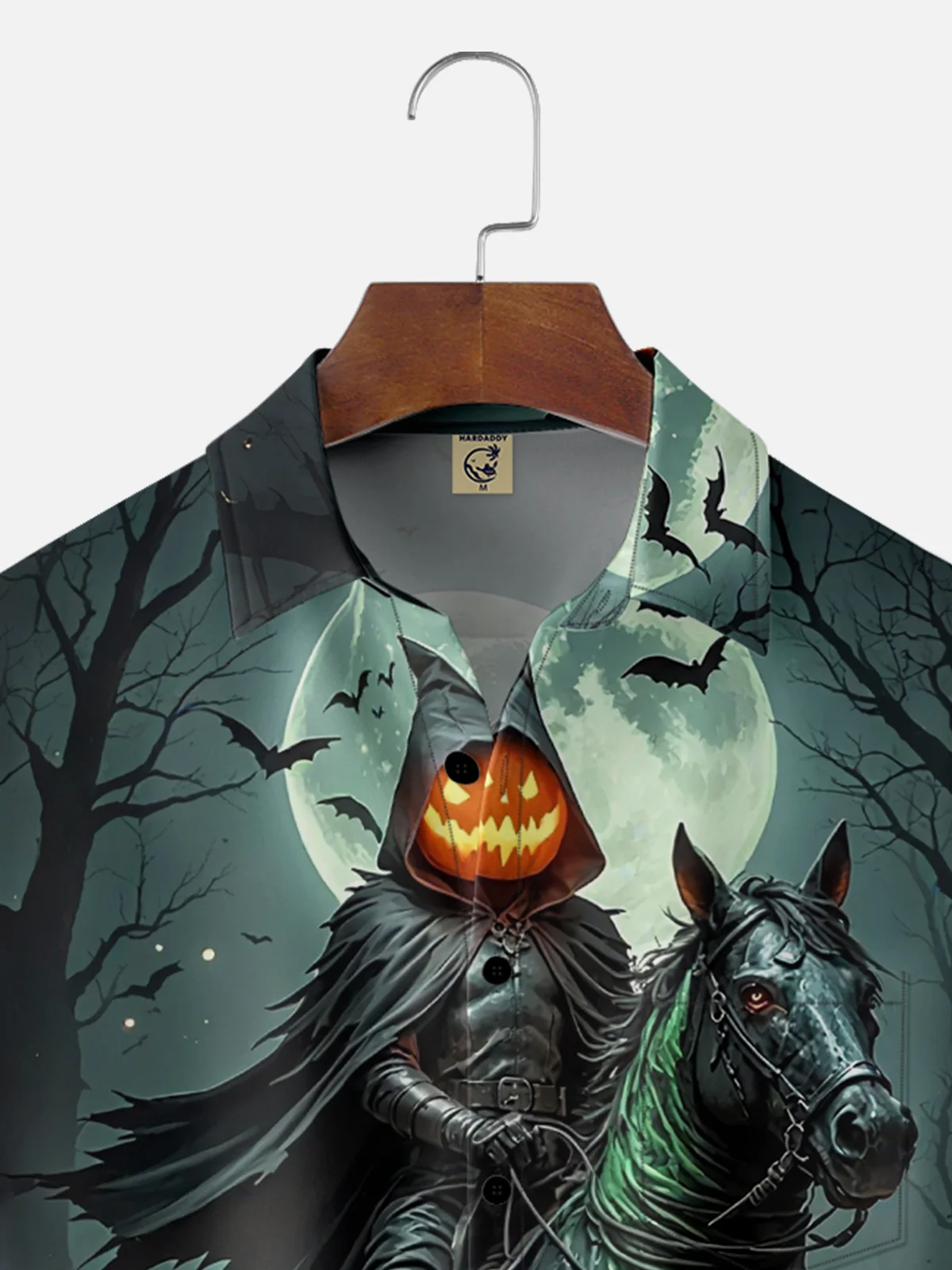 Moisture-Wicking Halloween Pumpkin Knight Chest Pocket Hawaiian Shirt