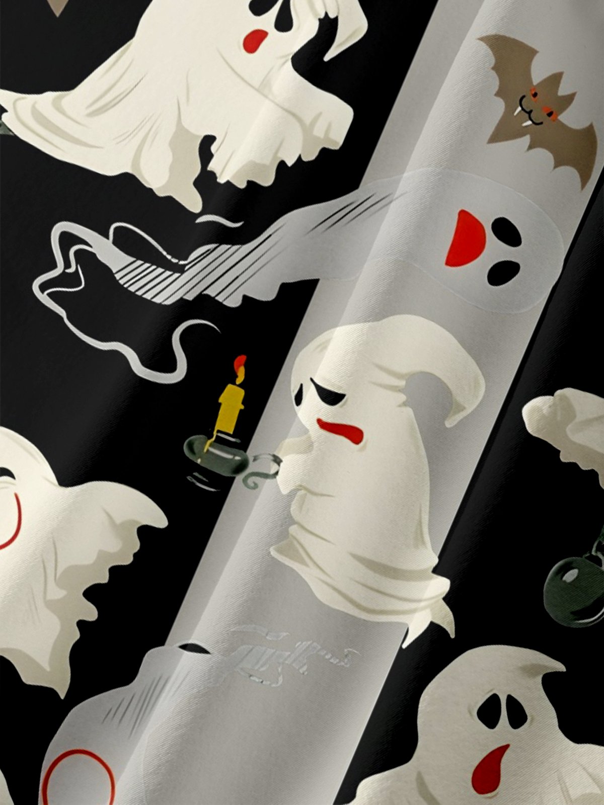 Moisture-wicking Halloween Ghost Chest Pocket Bowling Shirt