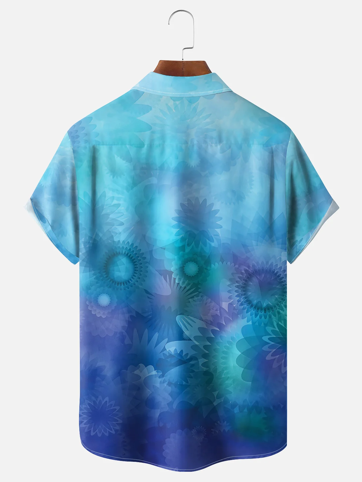 Moisture-Wicking Floral Ombre Chest Pocket Hawaiian Shirt