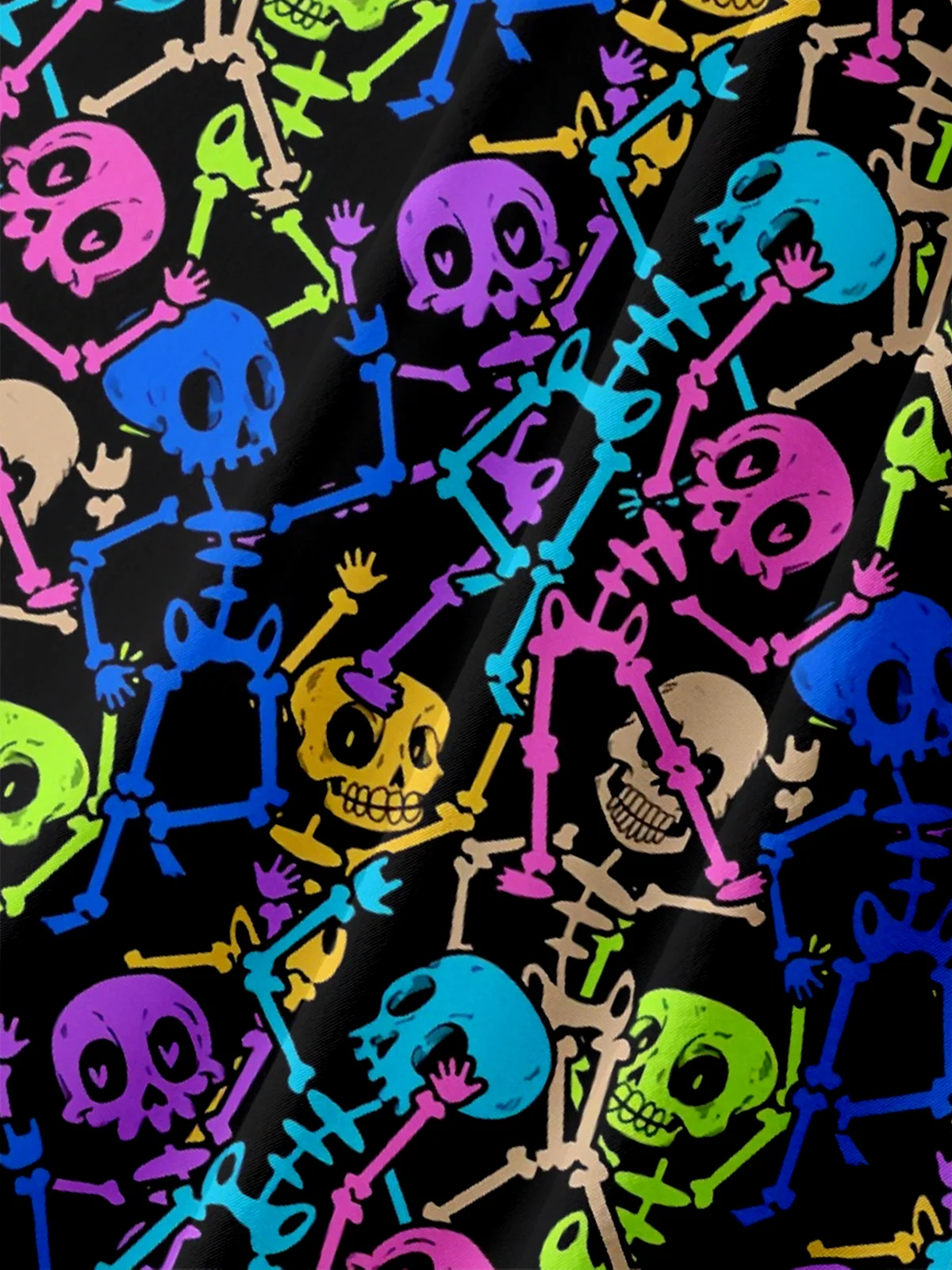 Moisture-Wicking Day Of The Dead Skull Chest Pocket Hawaiian Shirt