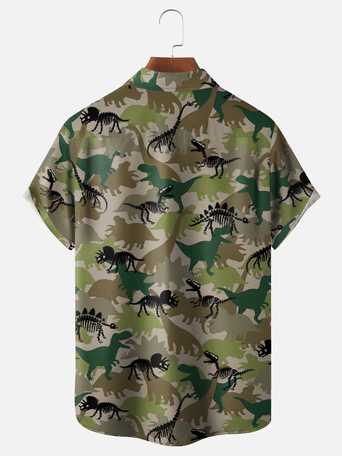 Moisture-Wicking Dinosaur Chest Pocket Hawaiian Shirt