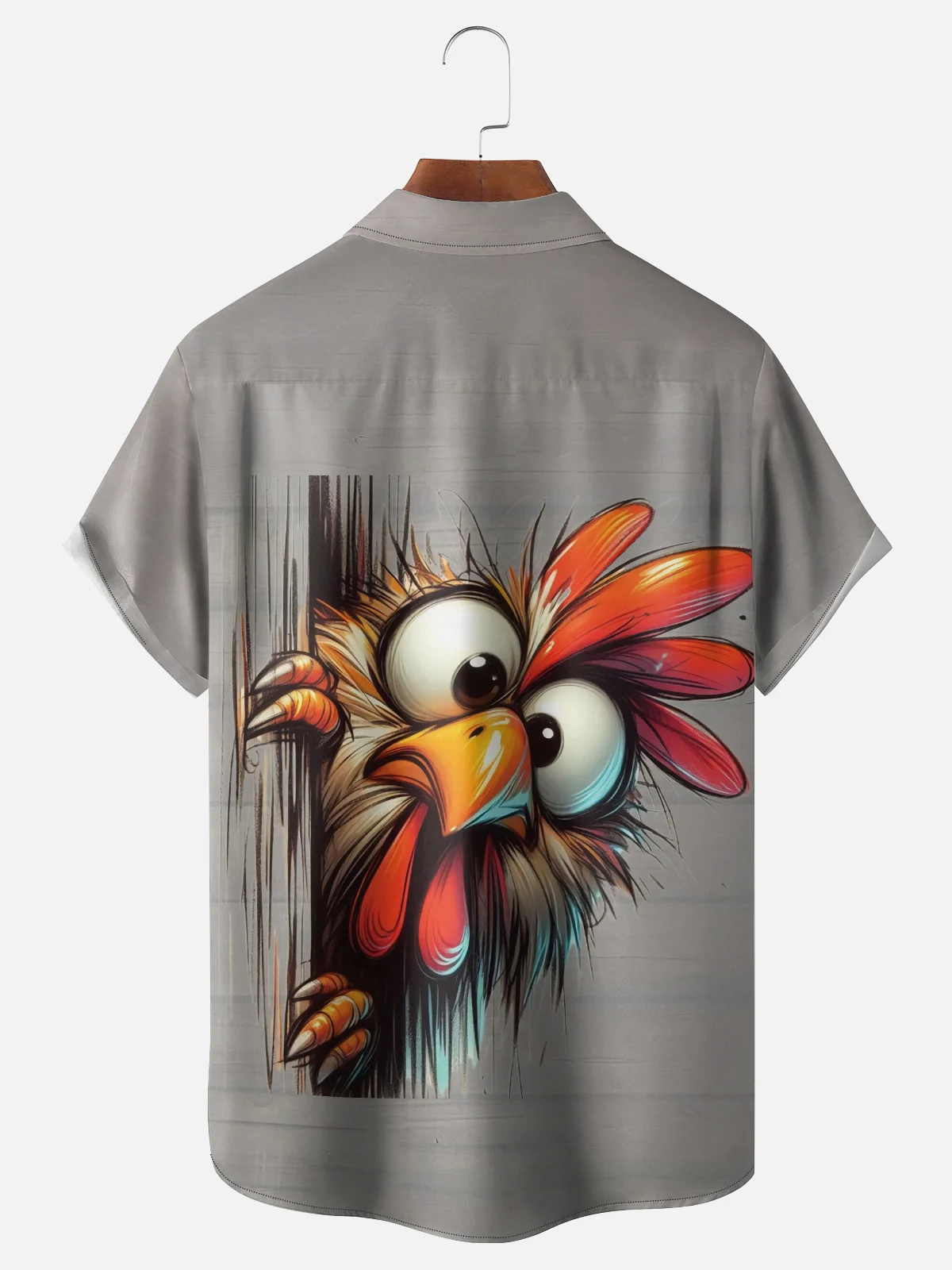 Moisture-Wicking Funny Chicken Chest Pocket Hawaiian Shirt