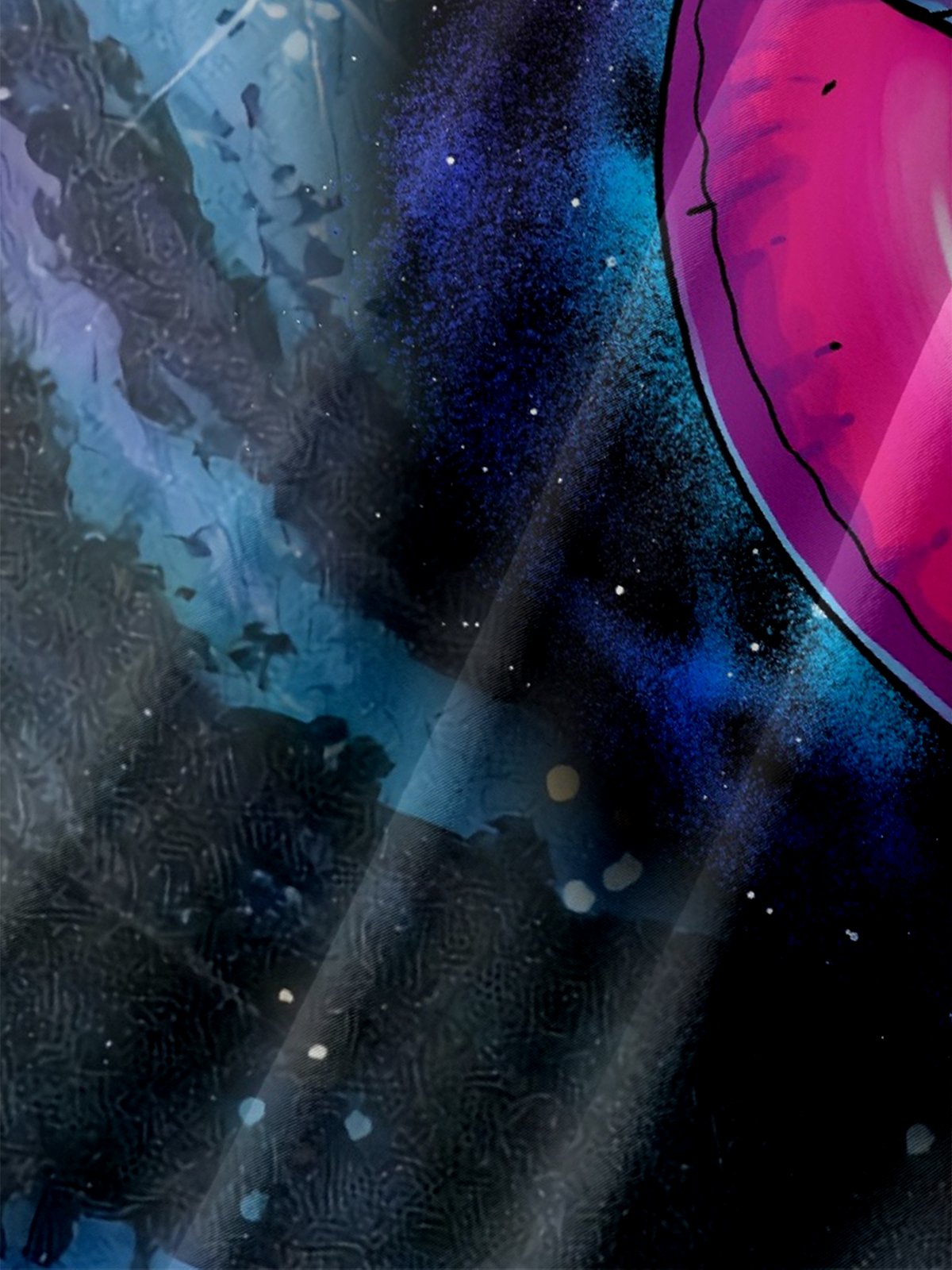 Hardaddy x Digital Carbine Moisture-wicking Abstract Gradient Color Starry Sky Astronaut Swim Ring Chest Pocket Hawaiian Shirt