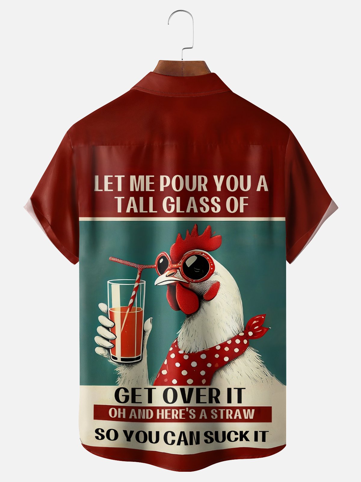 Moisture Wicking Fun Humor Chicken Chest Pocket Hawaiian Shirt