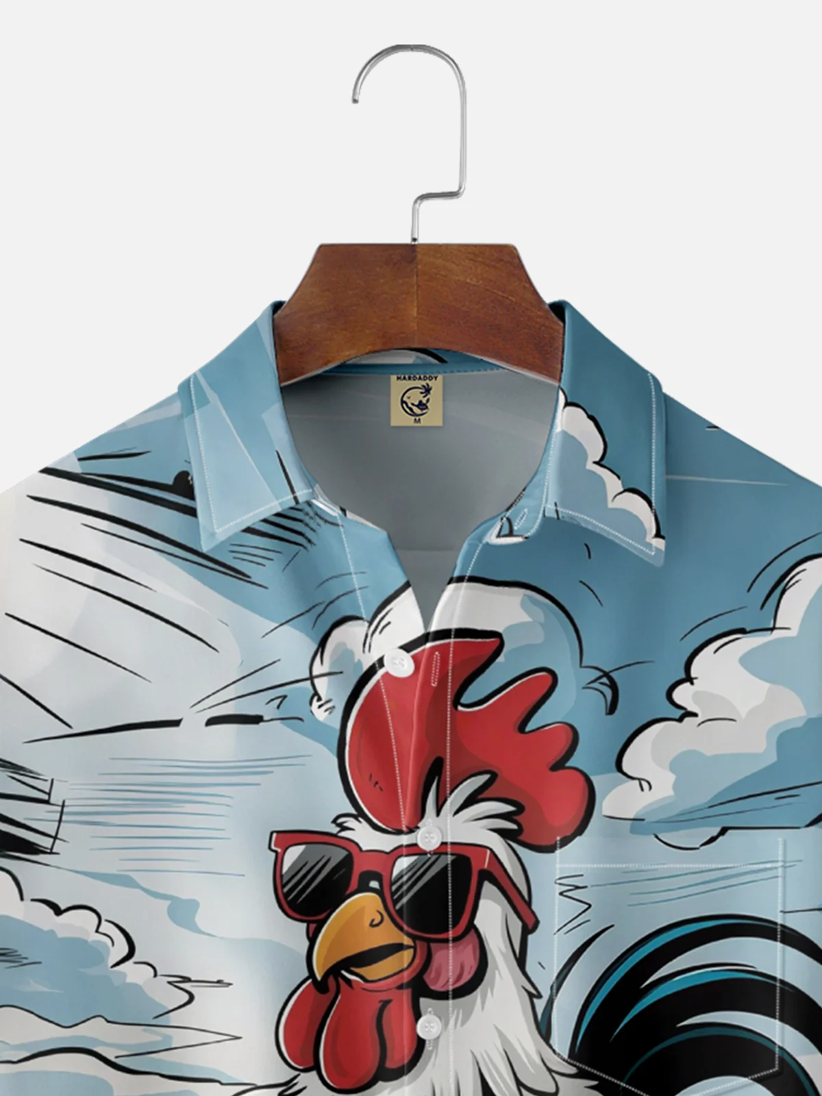 Moisture-Wicking Ombre Beach Chicken Chest Pocket Hawaiian Shirt