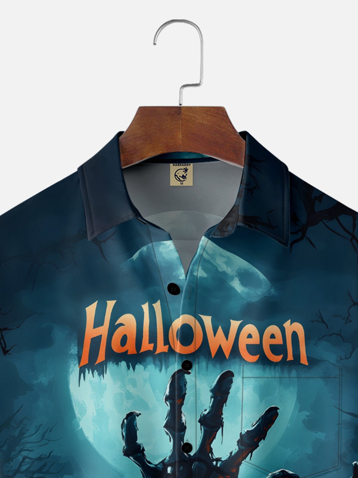 Moisture-wicking Halloween Hand Chest Pocket Casual Shirt