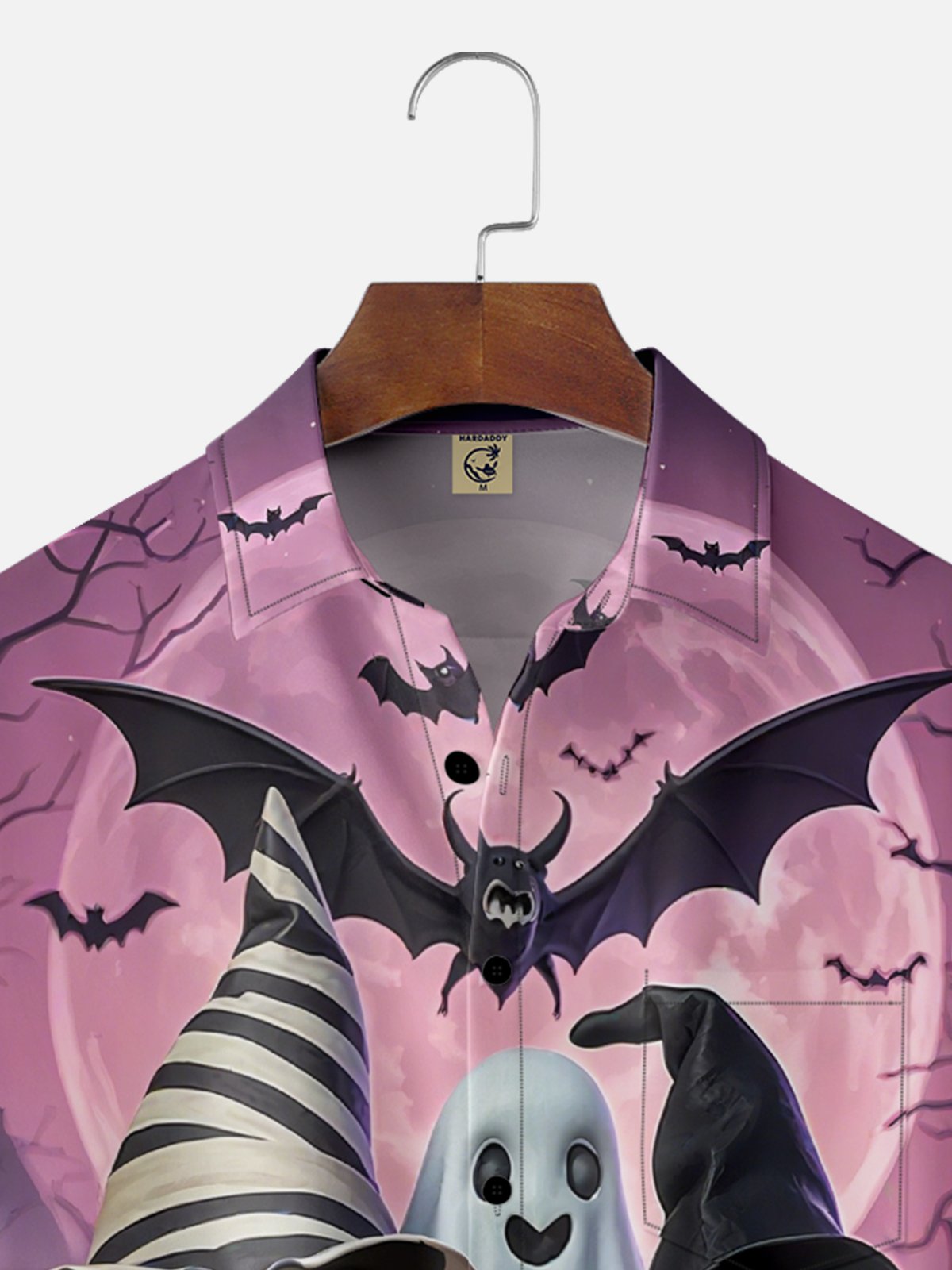 Moisture-Wicking Halloween Spooky Pumpkin Bat Gnome Chest Pocket Hawaiian Shirt