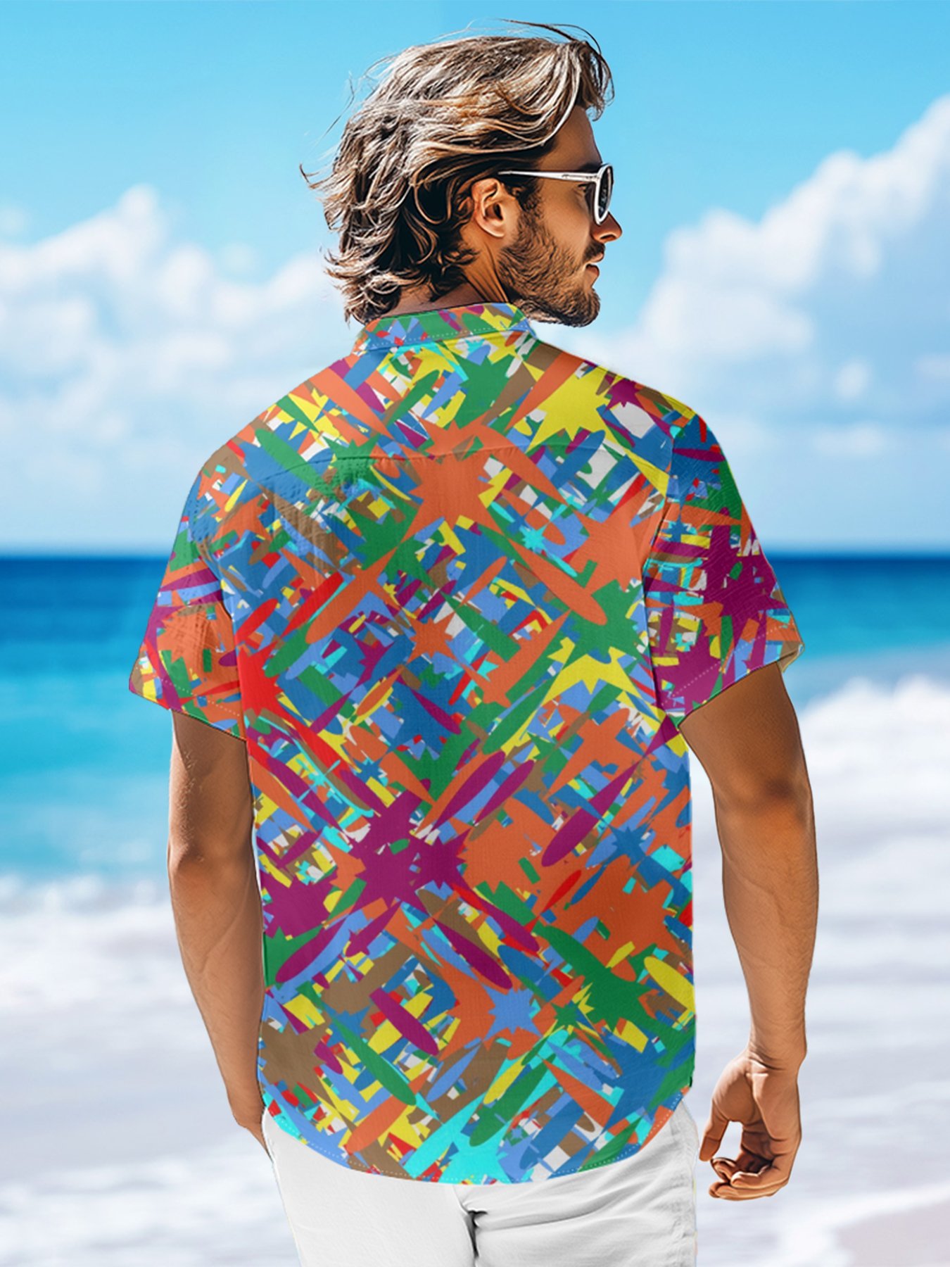Moisture-wicking Geomatric Chest Pocket Casual Shirt