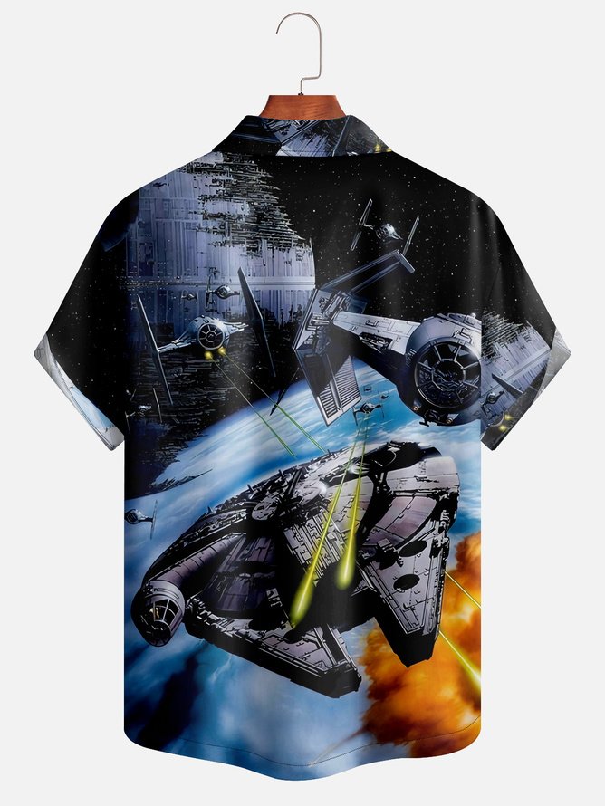 Tall Size Moisture-wicking Star Robot Aloha Shirt