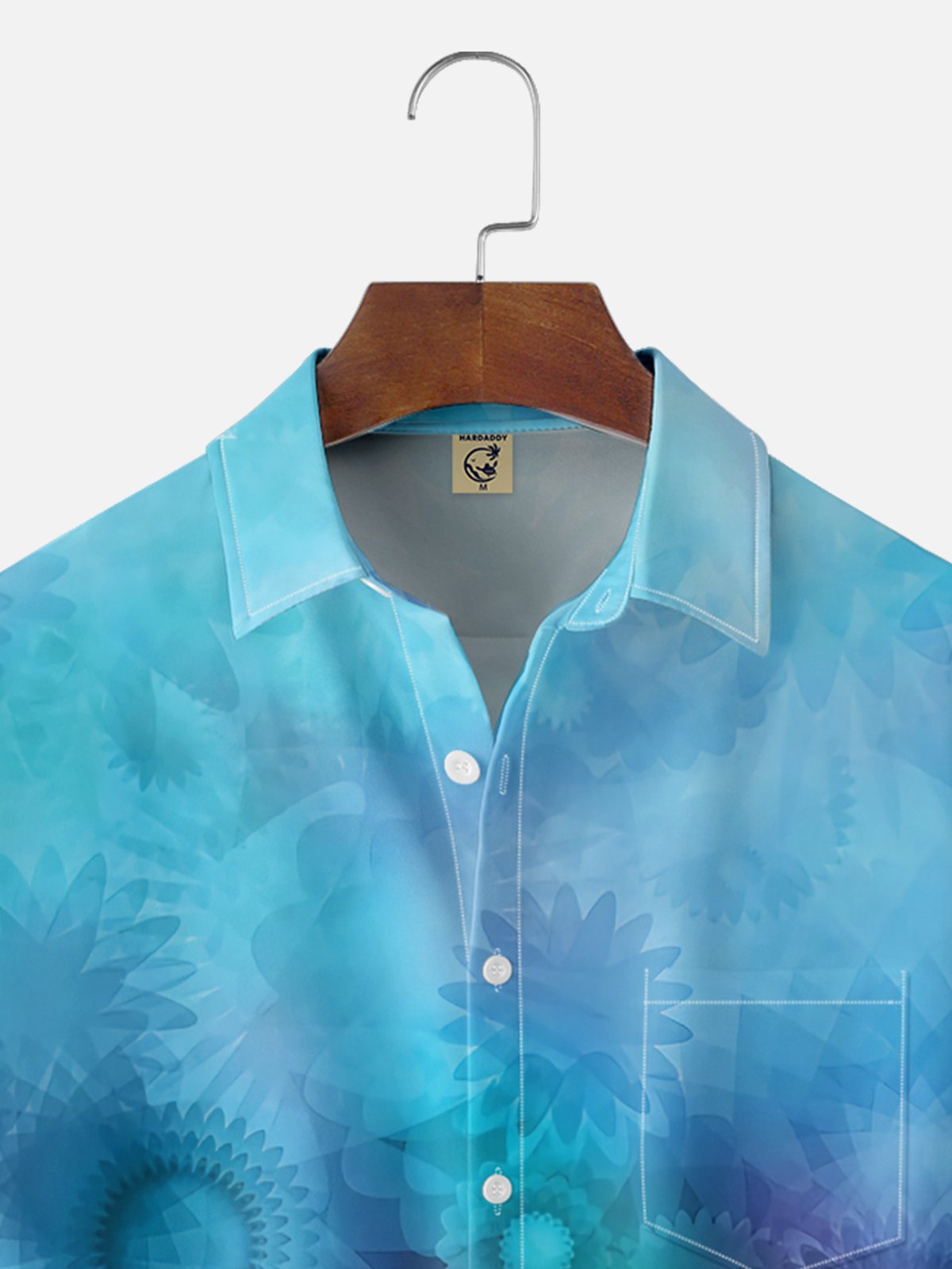Moisture-Wicking Floral Ombre Chest Pocket Hawaiian Shirt