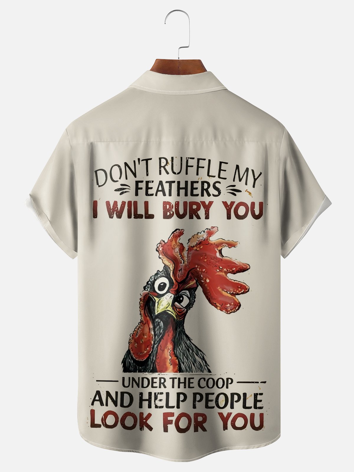 Moisture-Wicking Fun Humor Slogan Chicken Chest Pocket Hawaiian Shirt