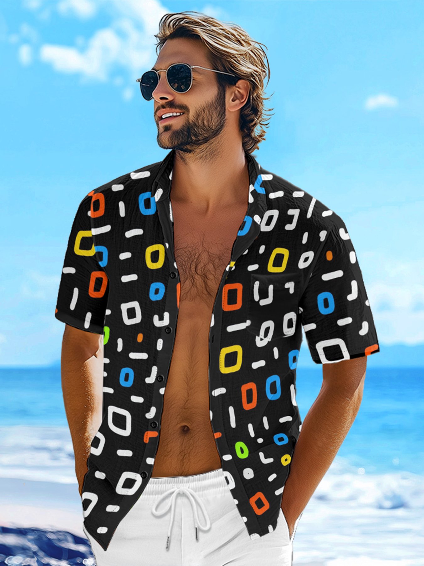 Moisture-wicking Floral Chest Pocket Hawaiian Shirt