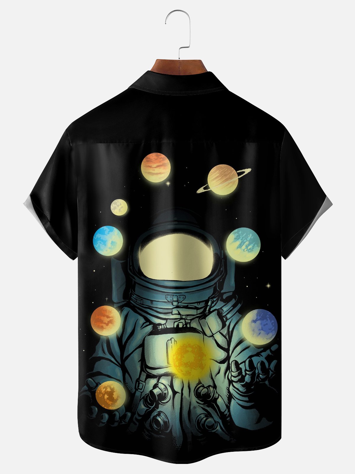Hardaddy x Digital Carbine Moisture-Wicking Abstract Gradient Color Universe Astronaut Chest Pocket Hawaiian Shirt