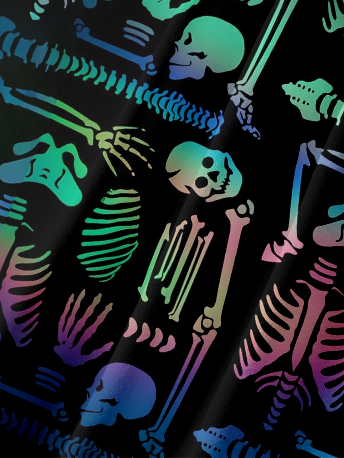 Moisture-Wicking Day Of The Dead Skull Chest Pocket Hawaiian Shirt