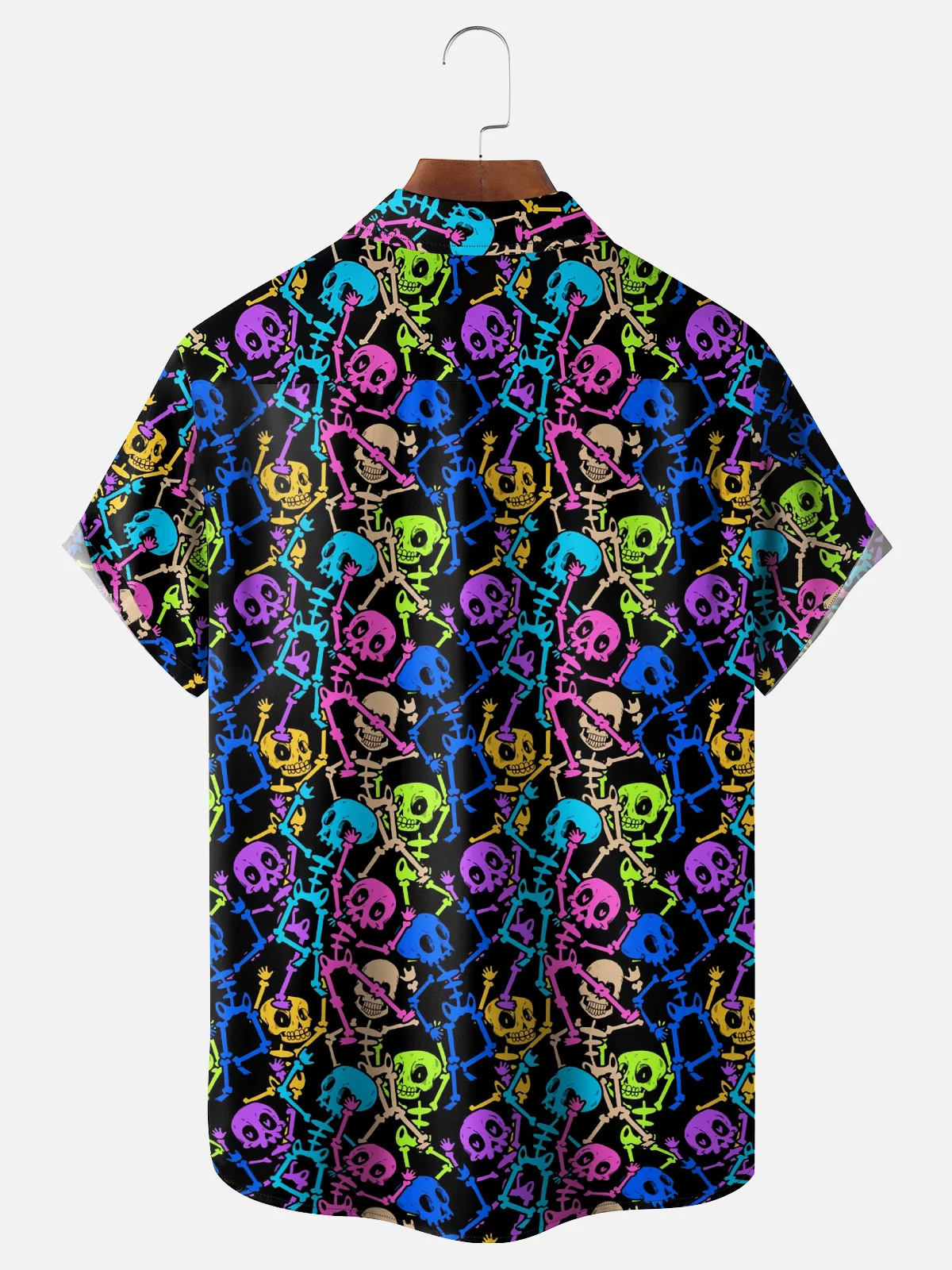 Moisture-Wicking Day Of The Dead Skull Chest Pocket Hawaiian Shirt