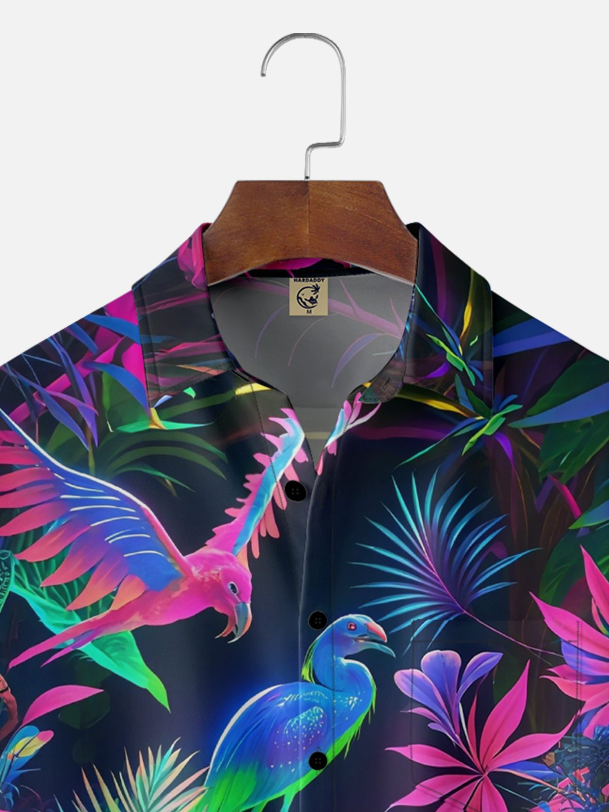 Moisture-Wicking Floral Parrot Chest Pocket Hawaiian Shirt