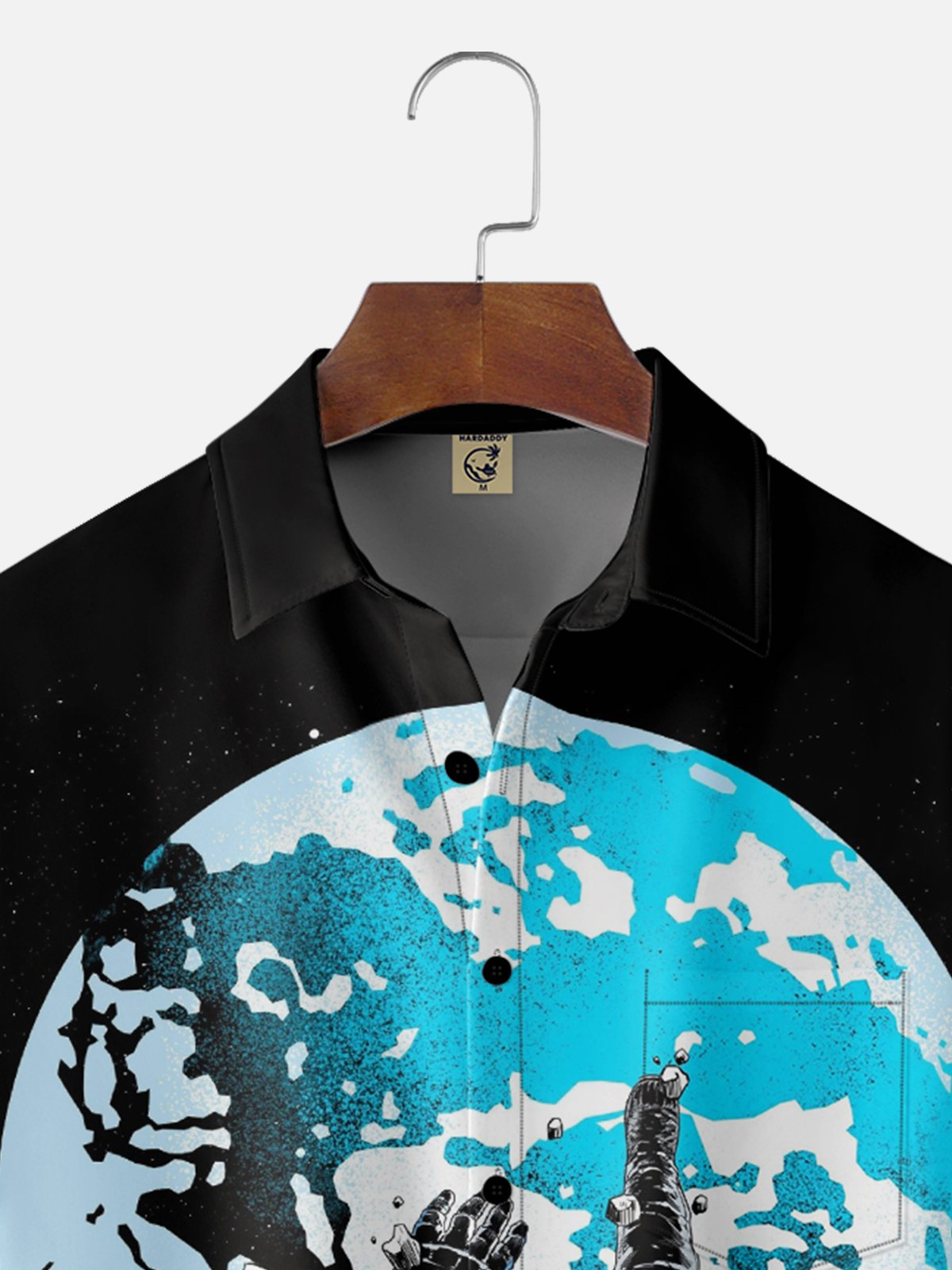 Hardaddy x Digital Carbine Moisture-Wicking Abstract Gradient Color Earth Astronaut Chest Pocket Hawaiian Shirt