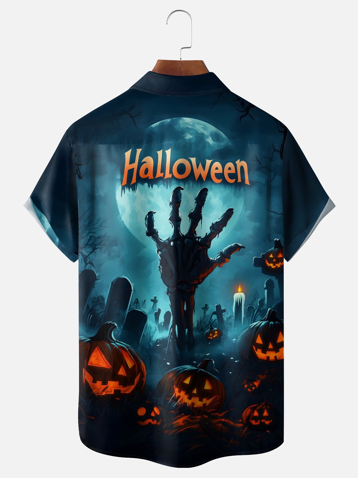 Moisture-wicking Halloween Hand Chest Pocket Casual Shirt