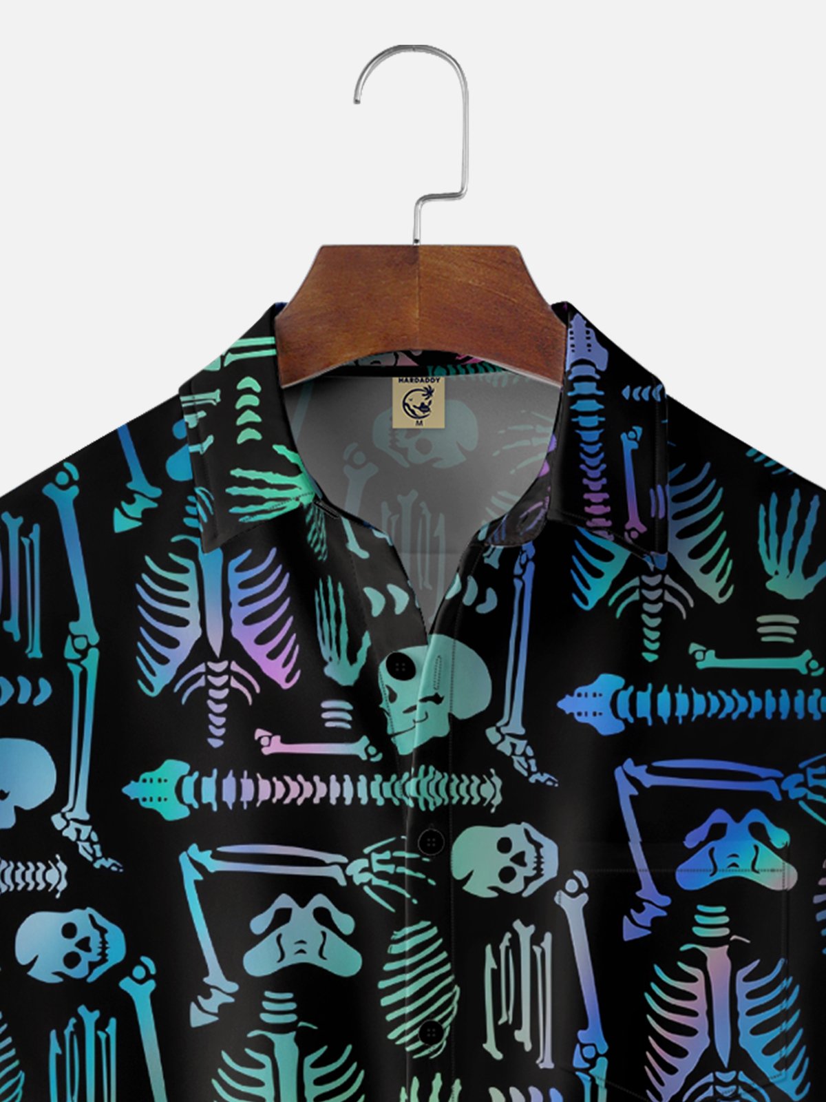 Moisture-Wicking Day Of The Dead Skull Chest Pocket Hawaiian Shirt