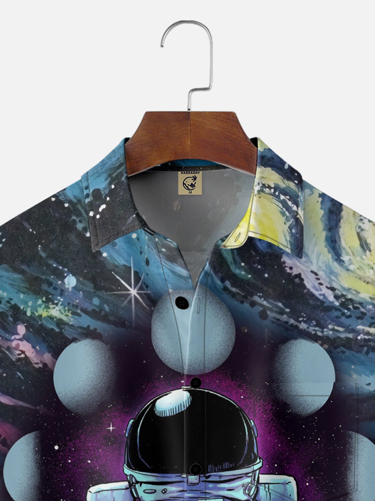 Hardaddy x Digital Carbine Moisture-Wicking Abstract Gradient Color Universe Astronaut Chest Pocket Hawaiian Shirt