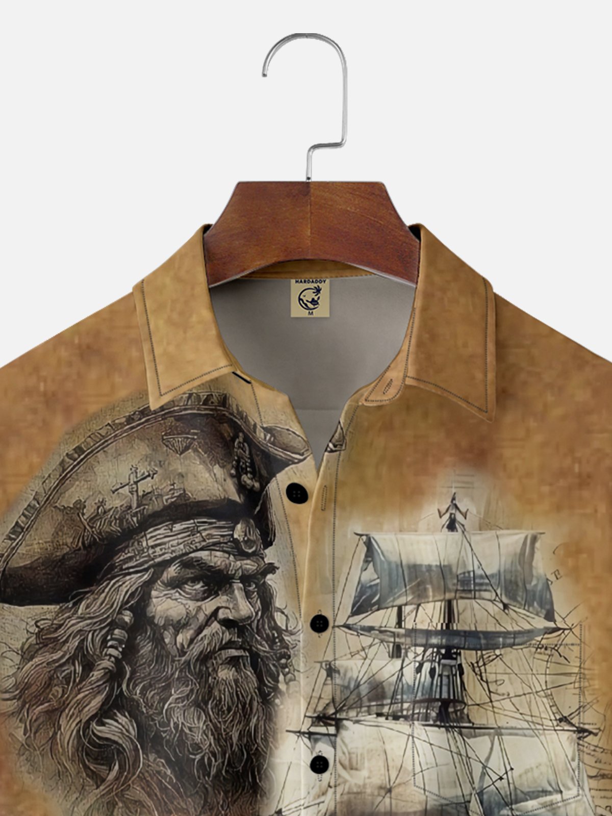 Moisture-Wicking Gradient Sailboat Pirate Chest Pocket Hawaiian Shirt