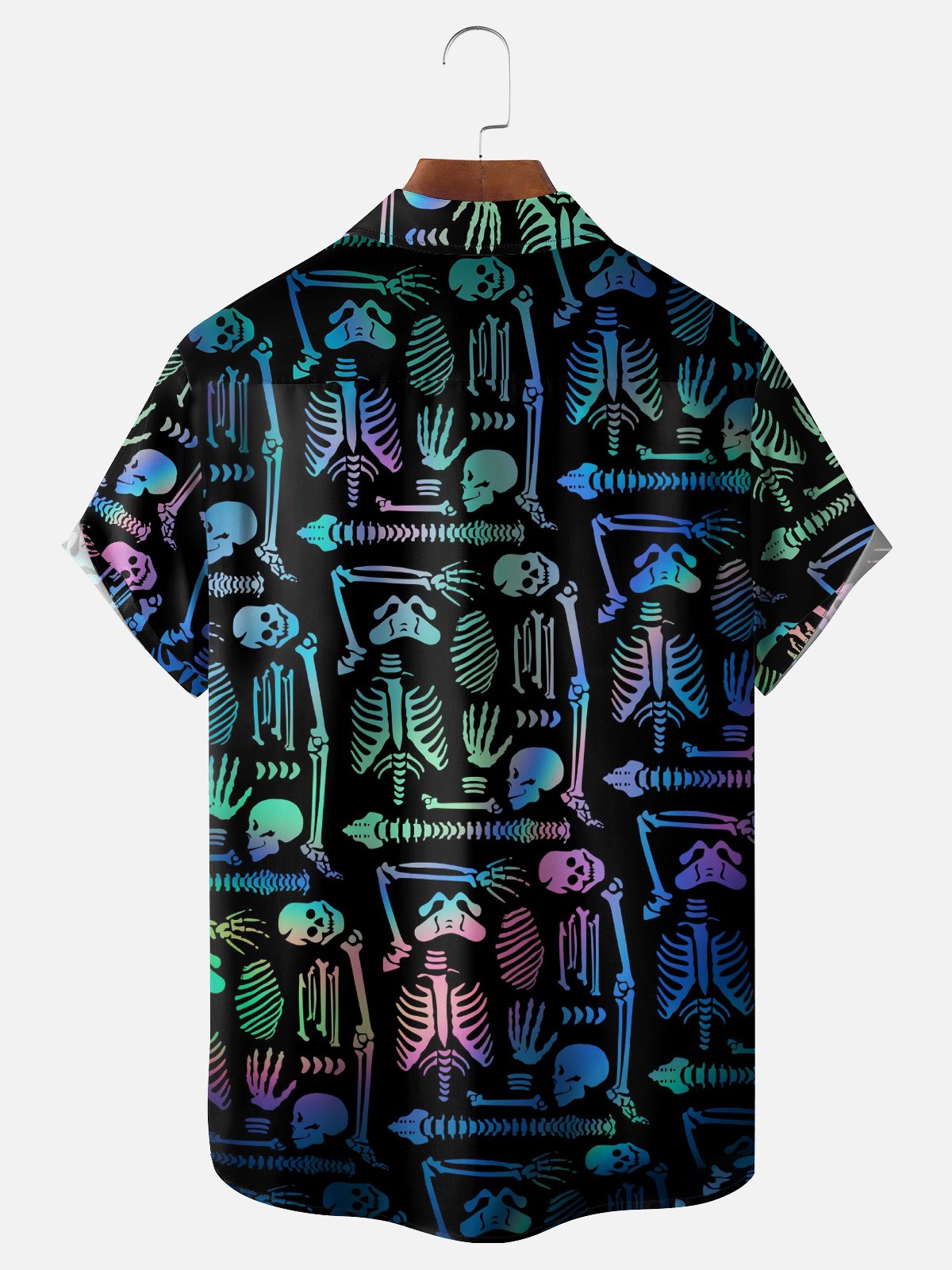 Moisture-Wicking Day Of The Dead Skull Chest Pocket Hawaiian Shirt
