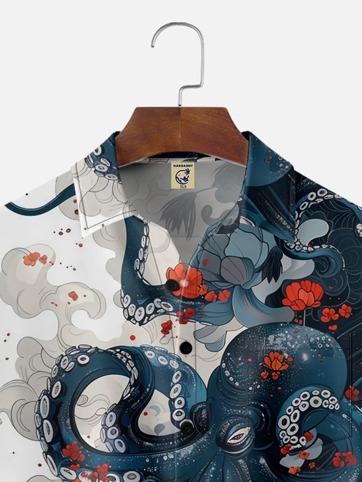 Big Size Moisture-wicking Octopus Chest Pocket Hawaiian Shirt