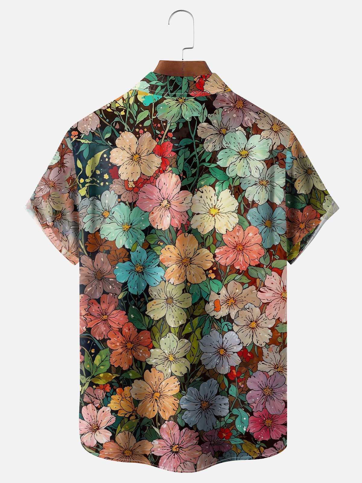 Tall Size Moisture-wicking Floral Chest Pocket Hawaiian Shirt