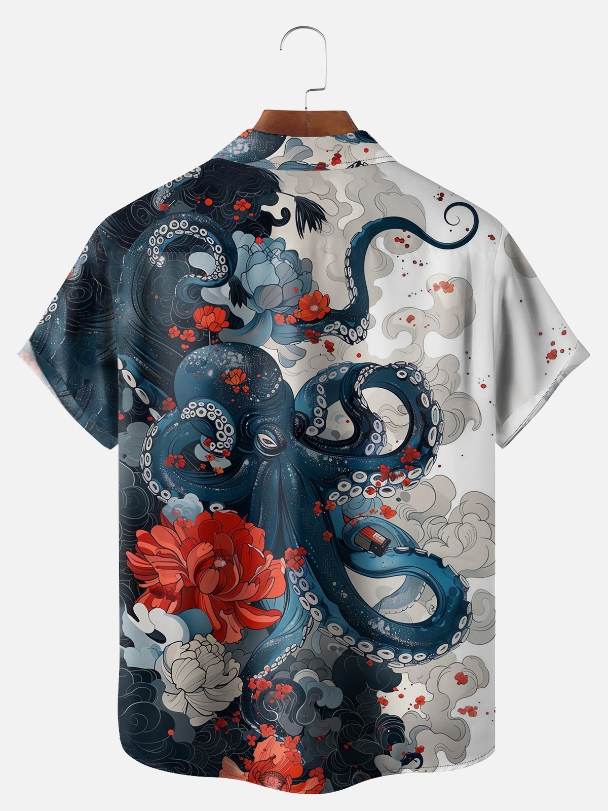 Big Size Moisture-wicking Octopus Chest Pocket Hawaiian Shirt