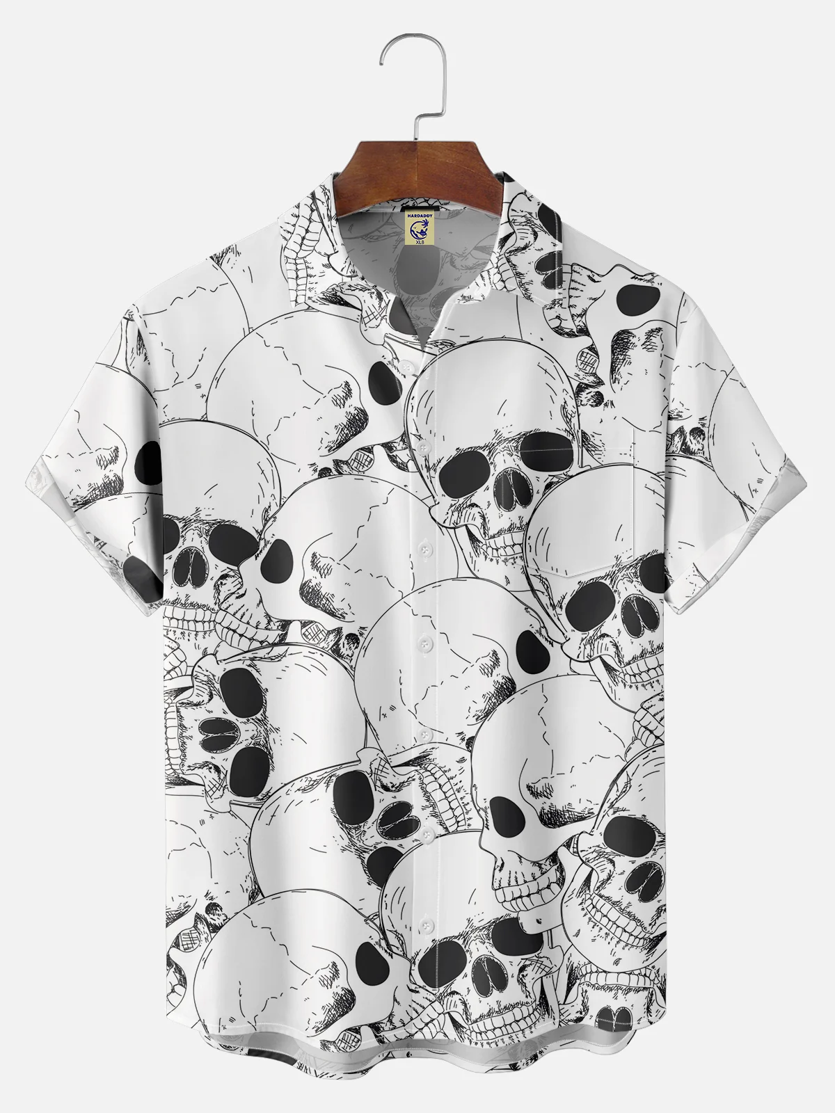 Hardaddy X Valentina Bjekovic Big Size Music Rock Skull Chest Pocket Casual Shirt