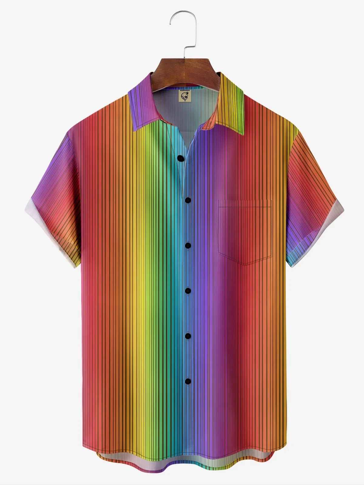 Tall Size Moisture-wicking Striped Chest Pocket Casual Shirt