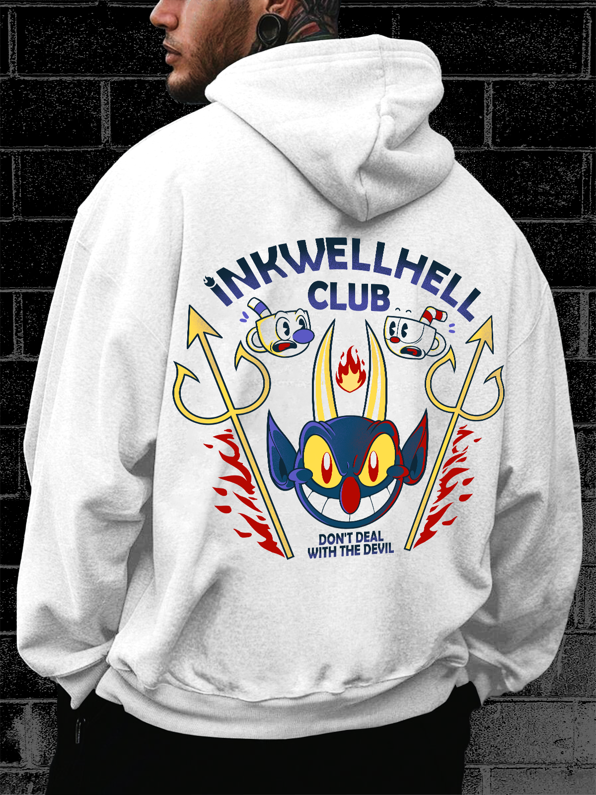 Hardaddy X Contatoeoli Studio Letter Devil Casual Hoodie Sweatshirt