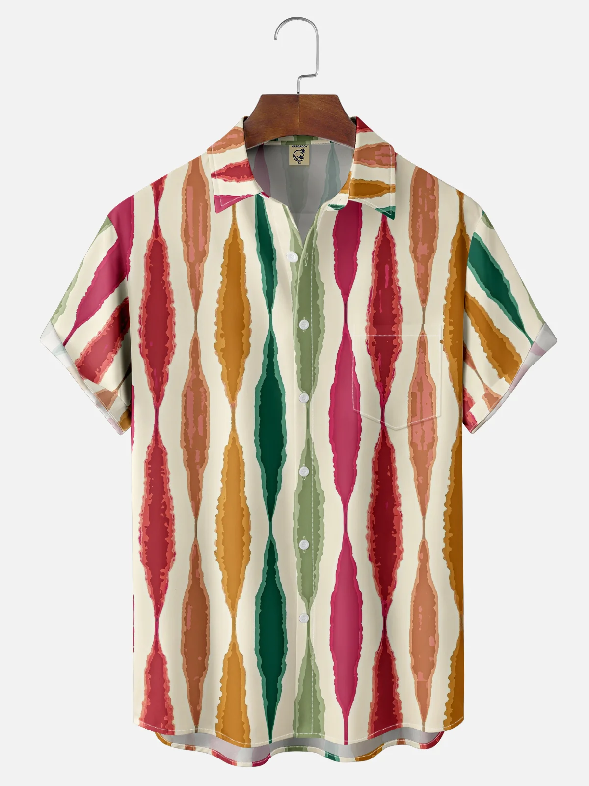 Moisture-wicking Artistic Geometry Chest Pocket Casual Shirt