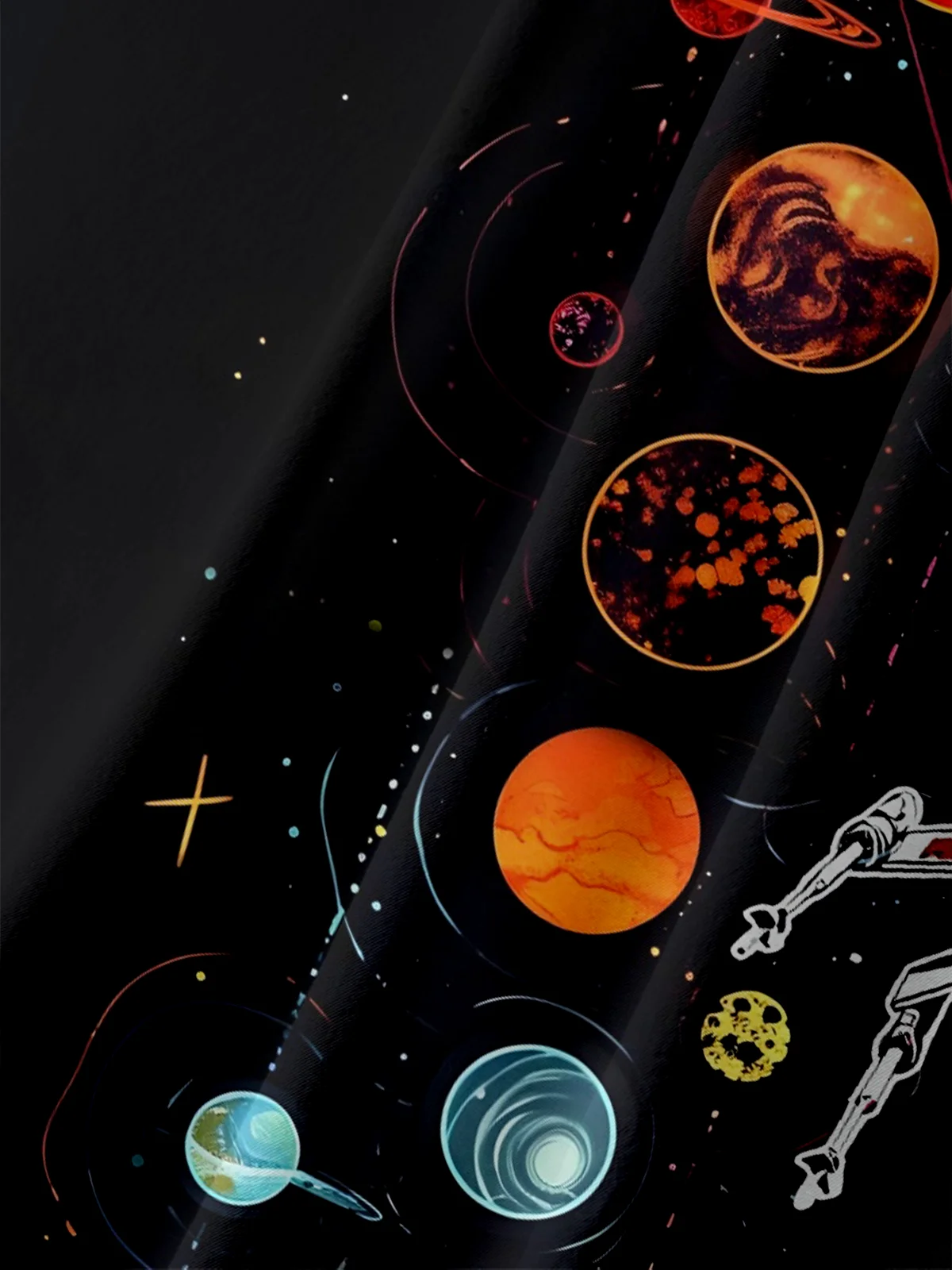 Moisture-wicking Stars Spaceship Universe Chest Pocket Casual Shirt