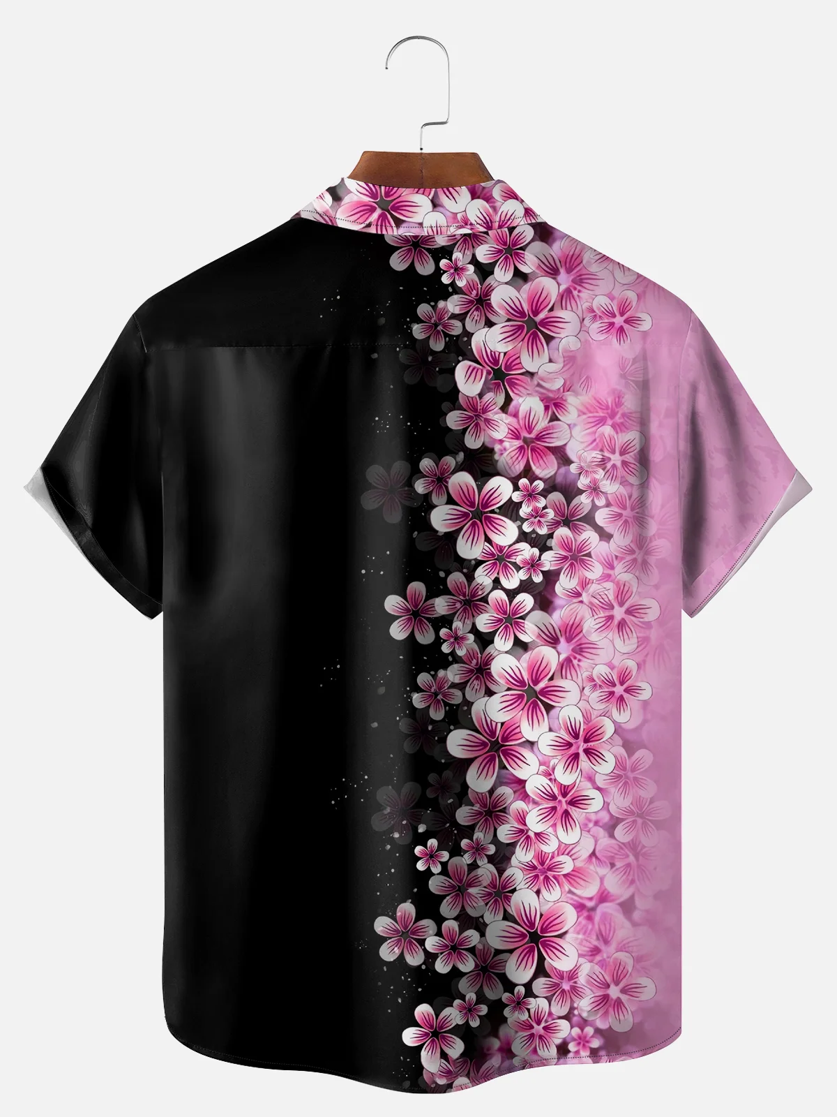 Big Size Moisture Wicking Japanese Culture Gradient Sakura Chest Pocket Hawaiian Shirt