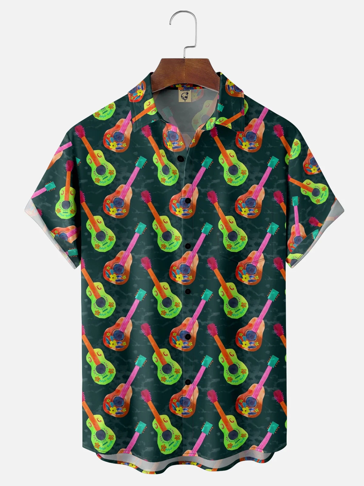 Moisture-wicking Mexican Guitar Chest Pocket Casual Shirt