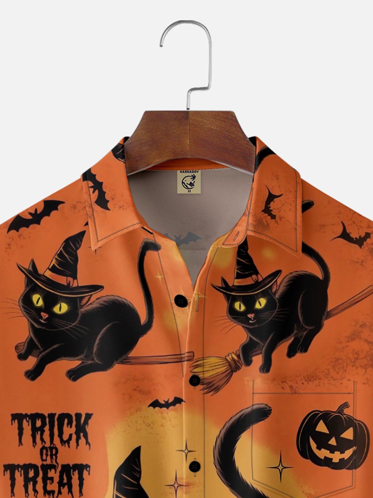 Moisture-wicking Black Cat Chest Pocket Casual Shirt