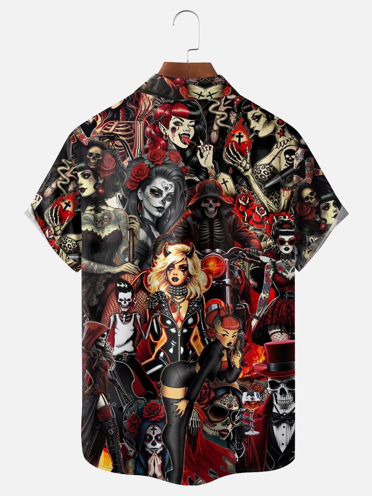 Tall Size Moisture-wicking Mexican Culture Cinco de Mayo Day of the Dead Chest Pocket Casual Shirt