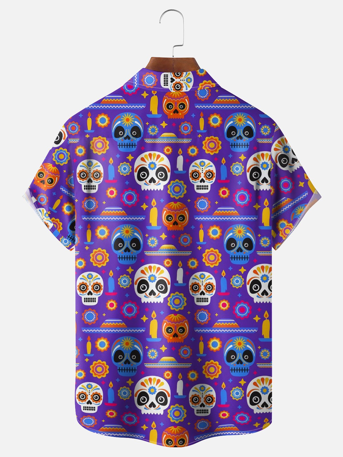 Moisture-wicking Mexican Day of the Dead Skull Chest Pocket Casual Shirt