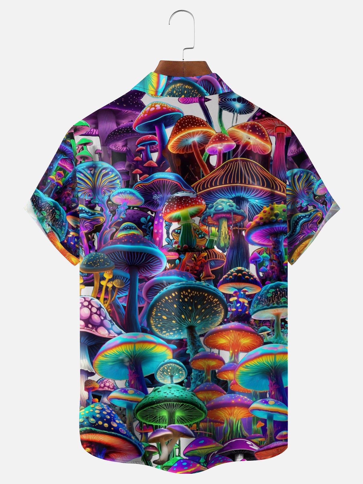 Moisture-wicking Hippie Mushroom Chest Pocket Hawaiian Shirt