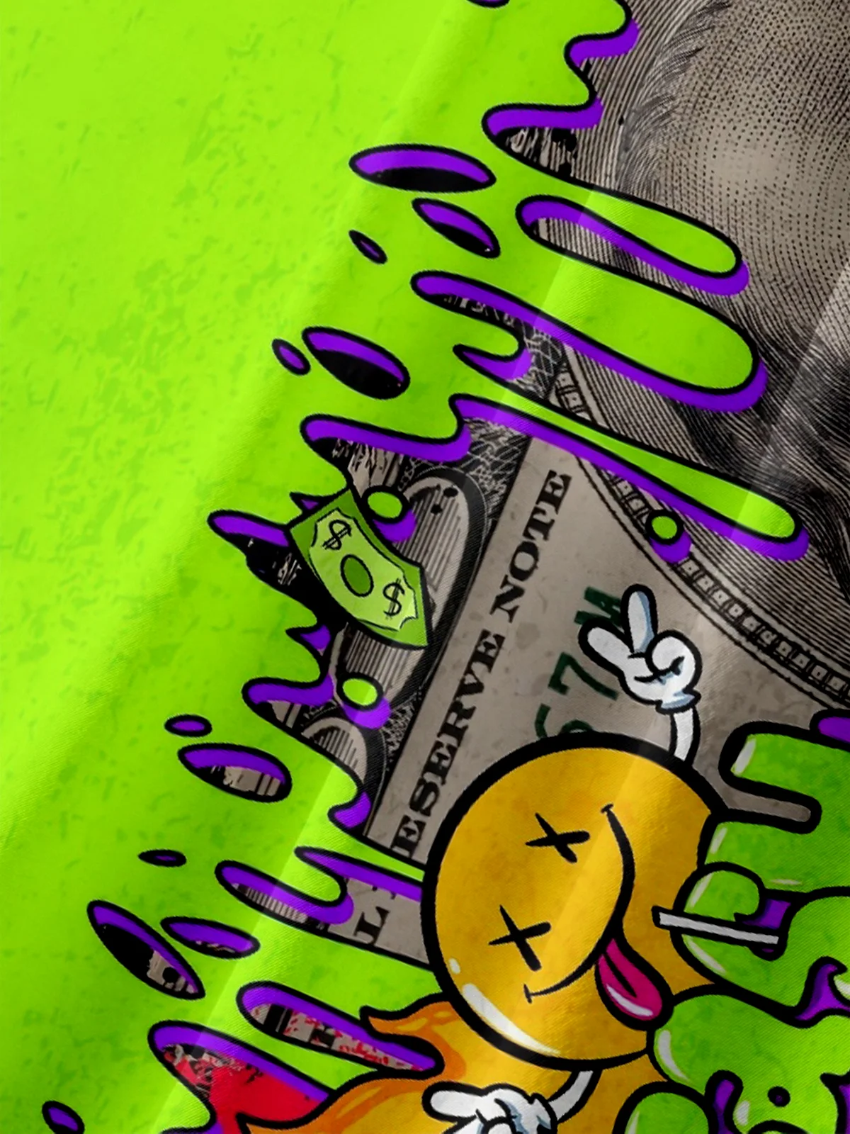 Moisture-wicking Funny Graffiti Dollars Chest Pocket Casual Shirt